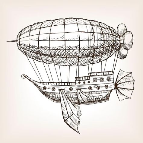 Steampunk Art Illustration, Ville Steampunk, Steampunk Drawing, Steampunk Ship, Airship Art, Steampunk Illustration, Flying Ship, Steampunk Vehicle, Steampunk City