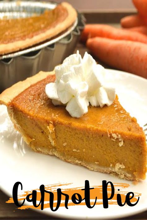 If you like pumpkin pie you're going to love this carrot pie. Sweet, creamy, perfectly spiced and it's easier to make! #carrotpie #carrots #carrotdessert #pumpkinpie #sweetpotatopie #thanksgiving #thanksgivingrecipes #pie #pies Carrot Pie Recipe Desserts, Savory Pumpkin Pie, Carrot Pie Recipe, Carrot Pie, Carrot Desserts, Cooking Mama, Carrot Cake Cheesecake, Holiday Pies, Carrot Recipes