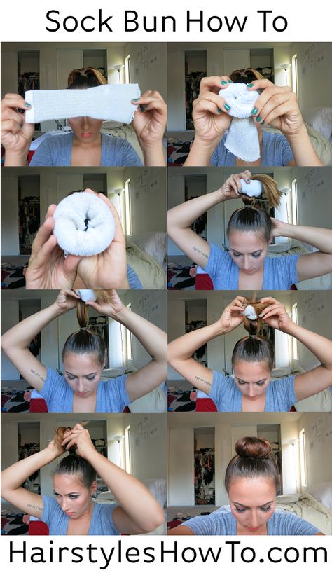 Sock Bun Hair Tutorial - This works great. Loose Curls Hairstyles, Ballet Hairstyles, Hairstyles Simple, Hair Curling Tutorial, Sock Bun, Simple Hairstyles, Hair Bun Tutorial, Hair Styles 2014, Bun Hair