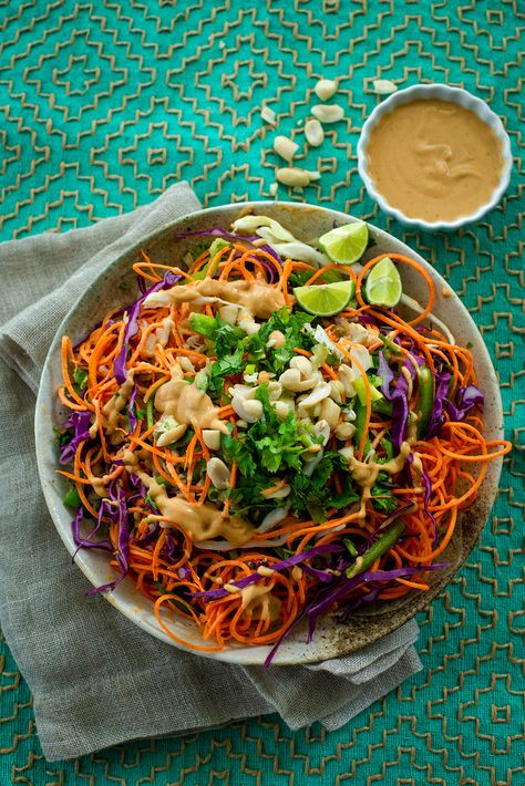 Thai Sweet Potato Noodle Salad - Nibbles and Feasts Thai Sweet Potato, Sweet Potato Noodle Salad, Latino Food, Vegeterian Recipes, Cabbage Rice, Shelter In Place, Sweet Potato Noodles, Potato Vegetable, Noodle Salad