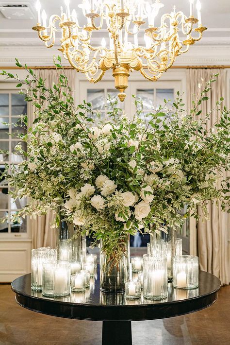 Hotel Flower Arrangements, Tall Flower Arrangements, Hotel Flowers, Large Floral Arrangements, Garden Venue, Large Scale Floral, Hotel Decor, Table Flowers, Green Wedding