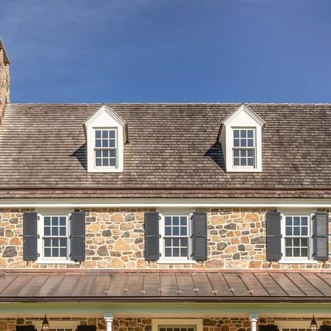 Period Architecture on Instagram: "A story in stone...
 
Although designed in the 21st century, this Chester County home evokes the impression of an enduring stone farmhouse, with its blend of traditional building materials and adoption of colonial Pennsylvania design principles. #periodarchitecture #designingbeautifulplaces
 
Photography: @angleeyephotography
Construction: @ectbuilders
 
#stonehome #newoldhouse #farmhousecharm #traditionaldesign #chestercounty #pahomes" Fieldstone House, Period Architecture, Stone Farmhouse, Traditional Building, Design Principles, Farmhouse Charm, Stone Houses, Building Materials, Chester