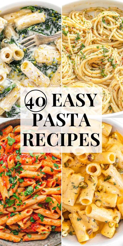 You can make these easy pasta recipes for a delicious weeknight dinner with few ingredients. The recipes are vegetarian, and you can easily adapt them for vegan guests too.This recipe is a creamy and fresh lemon ricotta pasta. Top Dinner Recipes, Plant Based School, Resep Pasta, Best Healthy Dinner Recipes, Quick Pasta Recipes, Quick Pasta, Ricotta Pasta, Usa Food, Favorite Recipes Dinner