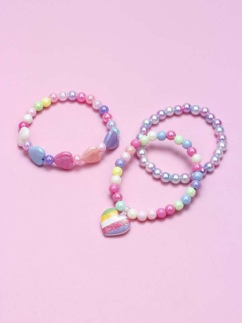 Charm Beaded Bracelet, Girls Heart, Kids Bracelets, Bead Charm Bracelet, Heart Charm, Fashion Online Shop, Online Fashion, Beaded Bracelet, Bead Charms