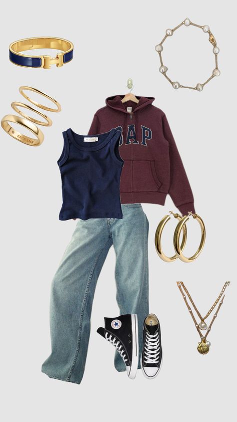 #outfit #outfitinspo #clothes #outfits#outfitcheck Gap Hoodie Outfit Woman, Hoodie And Jeans Outfit, Gap Hoodie, Jeans Outfit Women, Clothes Outfits, Hoodie Outfit, Jeans Outfit, Jean Outfits, Gap