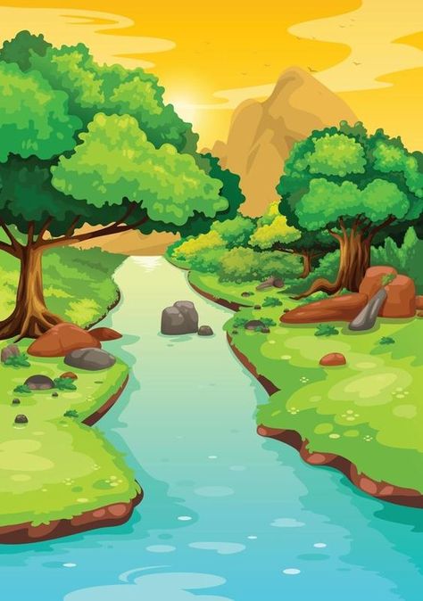 forest with a river background vector, vector, #AD, #background, #river, #Ad River Cartoon, River Background, Forest Cartoon, Ad Background, Cartoon Background, Vector Free, Royalty Free, Forest, Clip Art