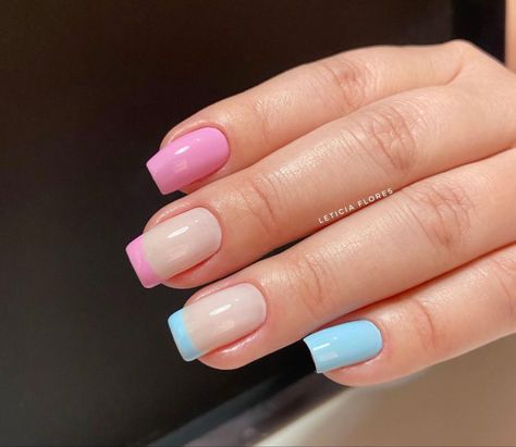 Reveal Nails, Gender Reveal Nails, Cotton Candy Nails, Graduation Nails, Diy Acrylic Nails, Simple Gel Nails, Basic Nails, Nails Only, Xmas Nails