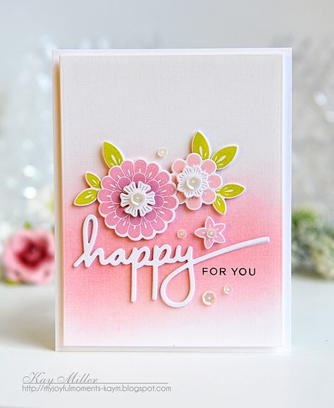 Card With Flowers, Papertrey Ink Cards, Sponging, Beautiful Handmade Cards, Papertrey Ink, Special Cards, Congratulations Card, Card Sketches, Card Layout