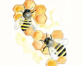 Watercolor Paint, Honeycomb, Bee, Paint, Yellow, Art