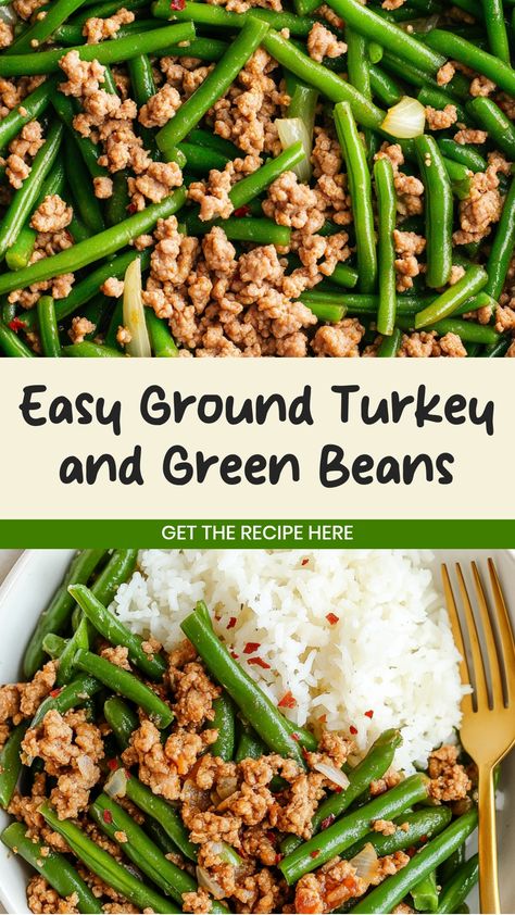 Looking for a healthy and delicious dinner option? Try this flavorful recipe featuring ground turkey and green beans! This easy-to-make dish is perfect for busy weeknights or leisurely weekends. Packed with protein from the lean ground turkey and nutrients from the fresh green beans, it's a nutritious meal that the whole family will love. Serve it over rice or quinoa for a balanced and satisfying dinner. Add your favorite herbs and spices to customize the flavor to your liking. Ground Turkey With Green Beans, Ground Chicken And Green Beans Recipes, Low Carb Ground Turkey Recipes Easy, Ground Turkey Recipes With Rice, Ground Turkey And Quinoa Recipes, Ground Turkey Rice Recipe, Dairy Free Ground Turkey Recipes, Lean Ground Turkey Recipes, Gluten Free Ground Turkey Recipes