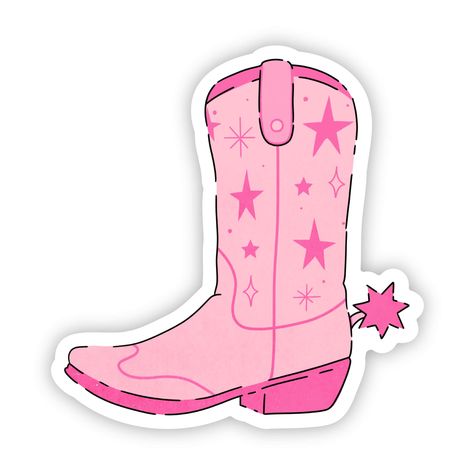 Cute Pink Cowboy Boot Sticker. High Quality Vinyl Sticker. Great To Decorate Laptops, Water Bottles, Car Windows, Coolers, Phone Cases, Journals, And More. Details: | 2.9" X 3.0" | Printed And Shipped With Care From The U.S.A. | High Quality And Durable Vinyl, Indoor And Outdoor Use | Waterproof And Weather Resistant | Pink Cowboy Boot Sticker | Waterproof & Weather Resistant | 2.9" X 3.0" | Big Moods Preppy Hydroflask Stickers, Preppy Cricut Stickers, Free Clip Art Words Boots, Pink Shoes Clipart, Boots Svg Clip Art, Cowgirl Boot Pink, Pink Cowgirl Boots Wallpaper, Stickers Rosa, Cowboy Boots Sticker