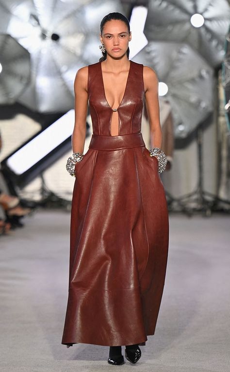 New York Fashion Week 2023, Fashion Week 2023, Leather Trend, Fashion Walk, Brandon Maxwell, Neon Art, Leather Style, Celebrity Gossip, New York Fashion Week