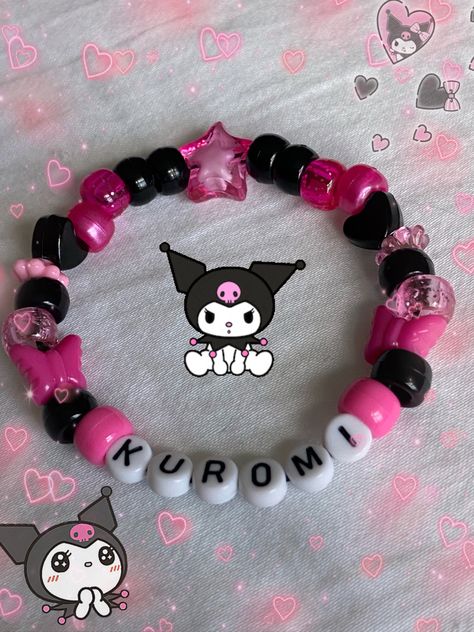 Sanrio Kandi, Kuromi Sanrio, Diy Kandi, Jewellery Ideas, Bracelet Ideas, Arts And Crafts, Collage, Bracelet, Beads