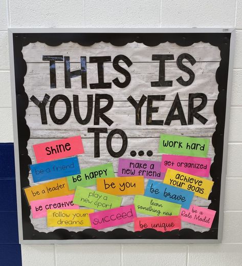 Cute School Board Ideas, Counseling Board Ideas, Be The Change Bulletin Board Ideas, Yearly Bulletin Board Ideas, When You Enter This School Bulletin Board, Bulletin Board For School Hallways, Bulletin Boards To Keep Up All Year, Elementary School Hallway Bulletin Board, I Can Bulletin Board Ideas