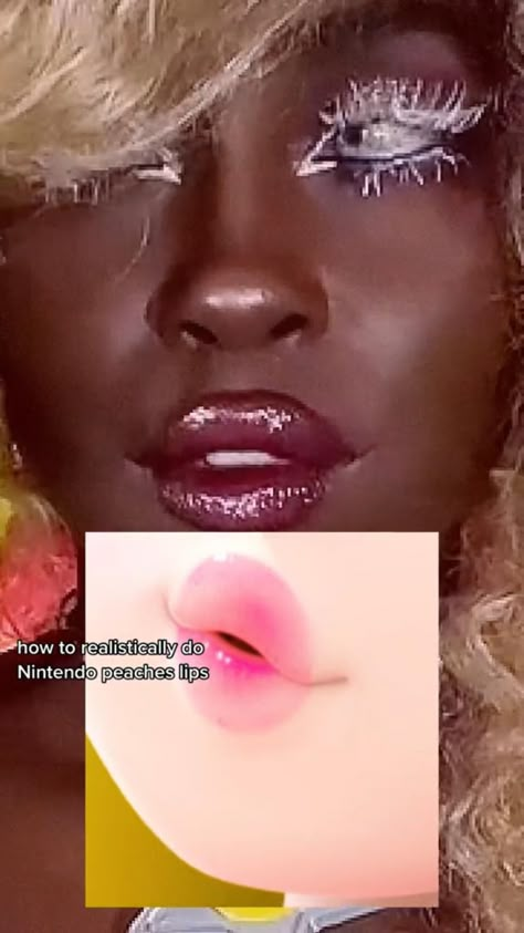 Gyaru Lip Makeup, Princess Peach Lips Tutorial, Princess Peach Lip Tutorial, Alt Lip Combo, Alt Lip Makeup, Pouty Lips Aesthetic, Round Lips Tutorial, Pouty Lips Tutorial, Pouty Lips Makeup