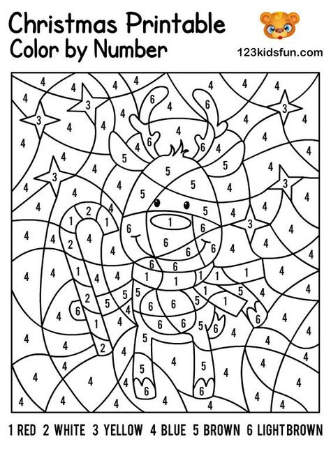 Free Christmas Printables for Kids. You will find Coloring Pages, Tracing, Color By Number with Santa Claus, Christmas tree, Rudolph, Gingerbread, Angel... Colour According To Numbers, Christmas Coloring Pages Free Printable Color By Number, Christmas Puzzles For Kids Free Printable, Christmas Colour By Numbers For Kids, Christmas Kids Printables, Christmas Colour By Number, Classroom Christmas Games For Kids, Christmas For Preschool, Winter Color By Number Free