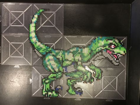 Perler beads dinosaur large Perler Dinosaur, Dinosaur Perler Bead Pattern, Dinosaur Perler Beads, Melt Beads Patterns, Perler Creations, Pearl Beads Pattern, Beads Candy, Fusion Beads, Perler Bead Templates