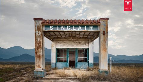 Tesla - Jessycole Portfolio Apocalyptic Buildings, Ed Freeman, Old Abandoned Buildings, Old Gas Stations, Back Road, Abandoned Buildings, Abandoned Houses, Old Buildings, Gas Station