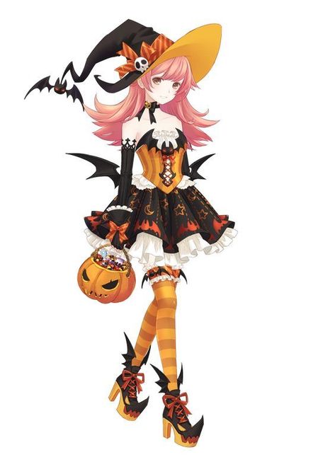 Anime Witch, Witch Girl, Anime Halloween, Witch Outfit, Halloween Drawings, Witch Art, Halloween Fashion, Disney Halloween, Halloween Girl