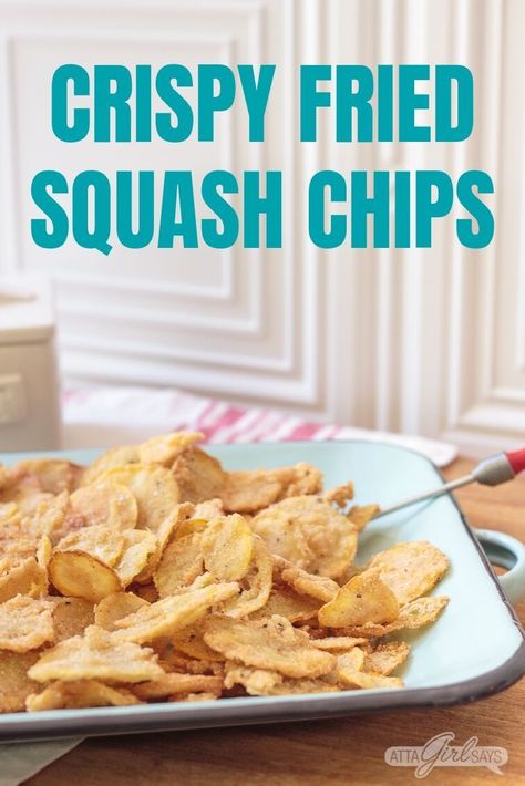 How To Fry Squash, Fry Squash, Fried Squash Recipes, Baked Summer Squash, Cornmeal Crust, Squash Chips, Fried Squash, Squash Fries, Summer Squash Casserole