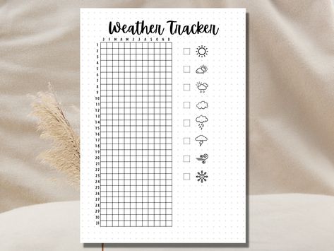 Weather Tracker A5 Journal Page Printable Tracker Yearly Weather Tracker Mood Tracker Daily Tracker - Etsy Weather Tracker Printable, Journal Page Printable, Bullet Journal Layout Templates, Weather Tracker, Daily Tracker, Printable Tracker, Journal Pages Printable, Bullet Journal Ideas Templates, Bullet Journal Mood Tracker Ideas