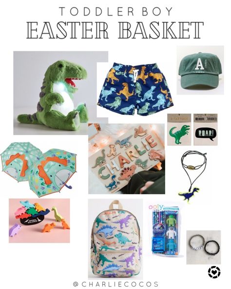 Easter Basket For 4 Year Boy, Toddler Easter Basket Boy, Dino Easter Basket Ideas, Toddler Boy Easter Basket Ideas, Dinosaur Easter Basket Ideas, Easter Basket Toddler Boy, Baby Boy Easter Basket, Easter Basket For Infant Boy, Easter Basket Ideas For Boys 6-8