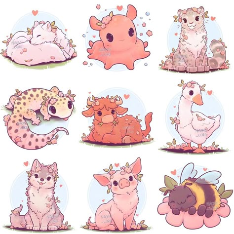 ✨🌸 All the animals I’ve drawn so far!! Look at them! So many!! 😂🌸✨ What animal should be next? I’m gonna keep going forever hahaha 😂💕 •… Naomi Lord, Images Kawaii, Cute Kawaii Animals, Cute Fantasy Creatures, Cute Animal Drawings Kawaii, Cute Doodles Drawings, Cute Kawaii Drawings, Cute Doodle Art, Cute Dragons