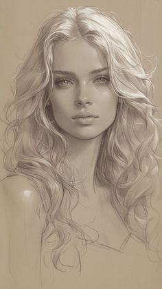 Beautiful Woman Drawing, Female Character Inspiration Art, Art Face Sketch, Woman Face Drawing, Female Artwork, Pencil Drawings Easy, Female Art Painting, Face Sketch, Digital Portrait Art