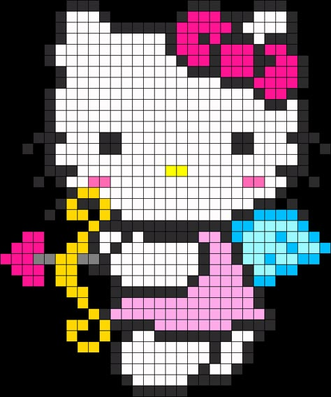 Stitch Hello Kitty, Bead Cross, C2c Crochet Pattern Free, Graph Crochet, Fuse Bead Patterns, Crochet Disney, Pony Bead Patterns, Pixel Crochet, Graph Paper Art