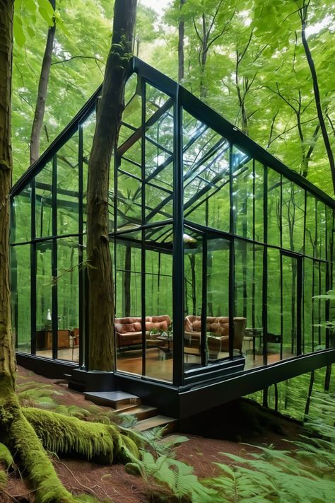 A forest glass house where transparent walls meet wilderness! Experience architectural harmony, blurring the line between shelter and exposure. Seasonal changes become interior art. Nature Houses, Seasonal Changes, House In Nature, Unique Perspective, Forest House, Glass House, Interior Art, Showcase Design, Ultra Hd