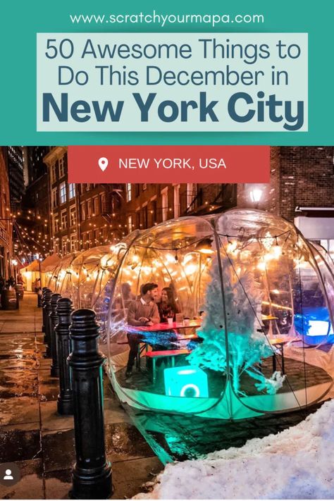 December in NYC Pin 3 Places To Travel In December, Travel In December, Things To Do In December, Holiday Bars, New York Trip Planning, New York In December, Nyc In December, New York City Christmas, Great Places To Travel