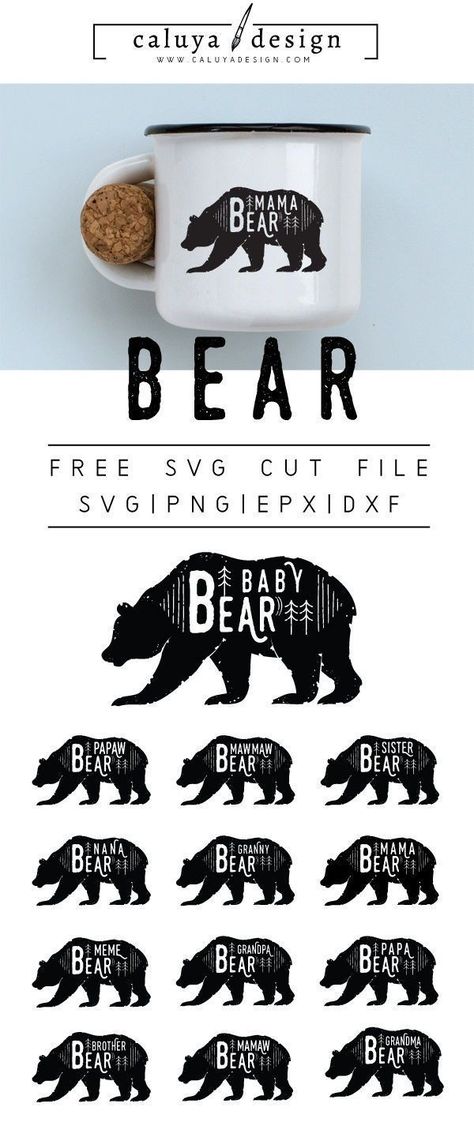 bears Mama Meme, Free Printable Clip Art, Mom Bear, How To Make Planner, Art Mom, Baby Silhouette, Bear Svg, Projets Cricut, Brother Bear