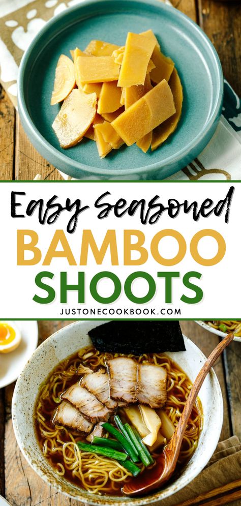 My Menma recipe offers an easy way to make a classic ramen topping with seasoned bamboo shoots. Thinly sliced and simmered in a soy-based sauce, they gain a sweet, nutty, and slightly spicy flavor. These crunchy, savory bamboo shoots are perfect for adding depth to ramen, stir-fries, and more. Bamboo Shoots Recipe Chinese Food, Bamboo Shoots Recipe, Japanese Lunch Ideas, Grilled Rice Balls, Udon Noodle Stir Fry, Pork Bowl Recipe, Japanese Curry Udon, Japanese Sticky Rice, Ramen Party