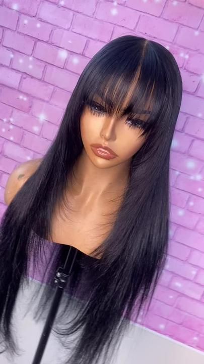 Bangs Style, Fringe Styles, Top Wig, Full Bangs, Honey Brown Hair, Affordable Wigs, Fringe Bangs, Indian Remy Hair, Straight Bangs