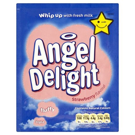 Angel Delight strawberry flavour 2000s Food, 80s Food, Instant Dessert, Angel Delight, Yogurt Drinks, Baking Mixes, Baked Dessert Recipes, British Food, Fresh Milk