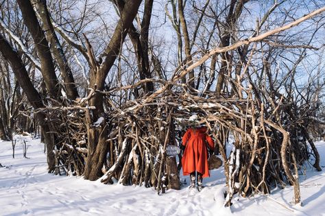 Katie Carrot enters a stick fort near MSP International Airport. Stick Forts Outside, Stick Fort, Outdoor Forts, Small Scale Gardening, Backyard Fort, Kids Forts, Build A Fort, Outdoor Play Area, Old Fort