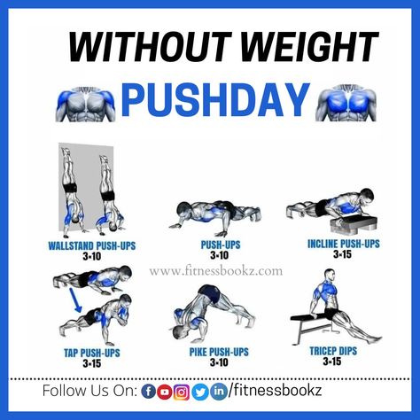 Follow us on more fitness tips fitness #bodybuilding #gym #health #fitnessbookz Gym Content, Chest And Shoulder Workout, Push Day Workout, Calisthenics Workout For Beginners, Calisthenics Workout Plan, Push Workout, Push Day, Gym Workout Planner, Push Up Workout