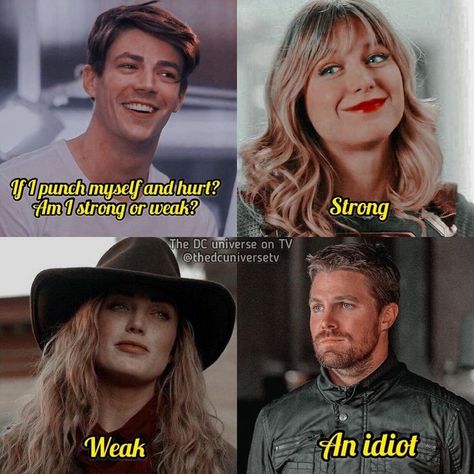 Arrowverse Memes Funny, Justice League Funny, Supergirl Characters, Arrow Funny, Flash Funny, Arrow Verse, Arrow Cw, Flash Barry Allen, The Flash Grant Gustin