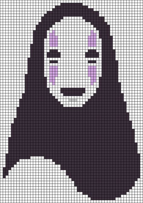 Alpha pattern #126479 | BraceletBook No Face Alpha Pattern, Crochet Tapestry Pattern Studio Ghibli, Calcifer Alpha Pattern, No Face Pixel Art, Anime Tapestry Crochet Patterns, Adventure Time Alpha Pattern, Grid For Crochet, Ghibli Minecraft, Ghibli Pattern