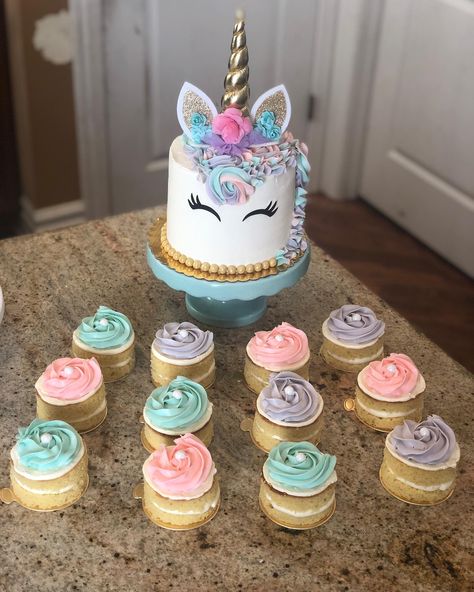 Unicorn Smash Cake 1st Birthday, Mini Unicorn Cake, Rainbow Themed Birthday Party, Candy Birthday Cakes, Unicorn Birthday Cake, Rainbow Unicorn Birthday, Unicorn Cake Topper, Baby Birthday Cakes, Mini Cake