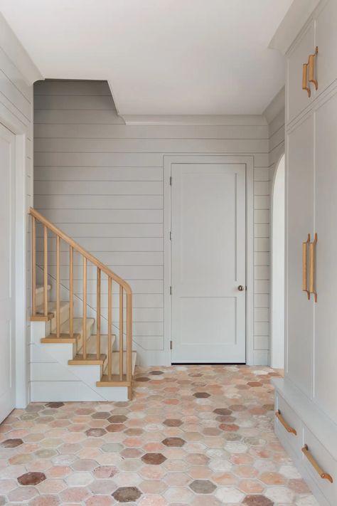 Transitional Laundry Room, Mudroom Cabinets, Mudroom Flooring, Terracotta Floor, Cle Tile, Mudroom Design, Custom Furniture Design, Bead Board, Wall Exterior