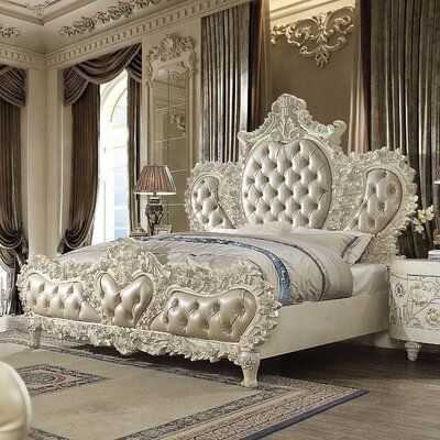 Astoria Grand Morrigan Luxurious Traditional Upholstered Standard Bed | Wayfair Sleigh Bedroom Set, Eastern King Bed, Gorgeous Bed, Luxury Bedroom Furniture, Cal King Bedding, King Bedroom Sets, California King Bedding, Leather Bed, King Bedroom