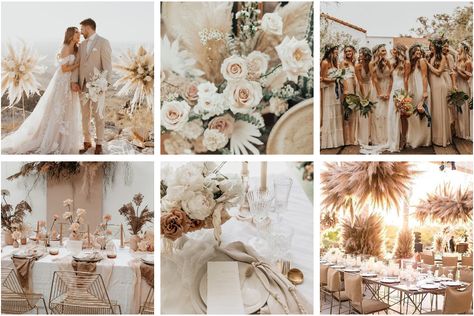 Boho Luxe Wedding Decor, Destination Wedding Color Schemes Beach Themes, Boho Chic Wedding Decoration, Beach Wedding Color Palette, Destination Wedding Colors, Neutral Wedding Inspiration, Luxe Wedding Decor, Expo Ideas, Night Wedding Photos