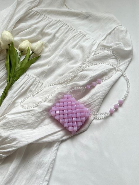 Diy Beads Bag, Tas Manik Manik Aesthetic, Pearl Bags, Tas Manik Manik, Beaded Bags Aesthetic, Beads Bags Handmade Diy, Pearl Begs, Stylish Jewelry Accessories, Hand Beaded Bag