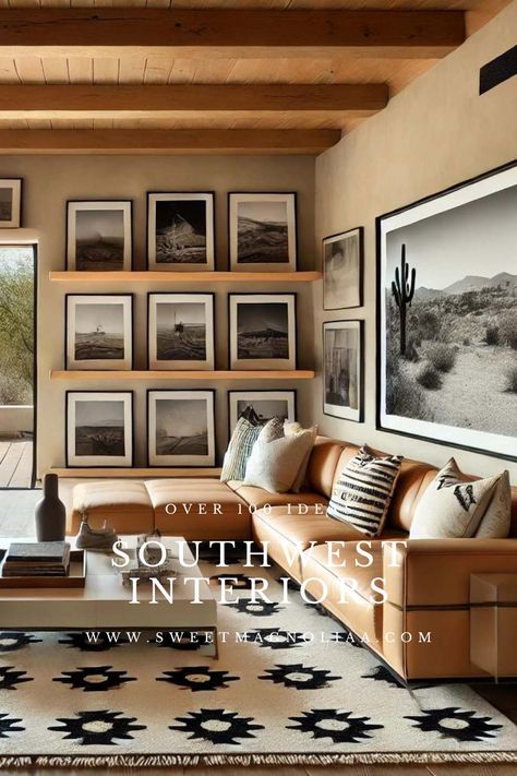 Looking to transform your home? Discover the beauty of Southwest interior design in this video. Get tips on how to incorporate this trendy style into your space! Southwestern Interior Design Living Room, Santa Fe Living Room Southwest Style, Texas Style Living Room, Western Lodge Decor Interior Design, Texas Western Decor, Southwest Home Decor Living Room, Western Home Style, Modern New Mexico Interior Design, Marfa Home Decor