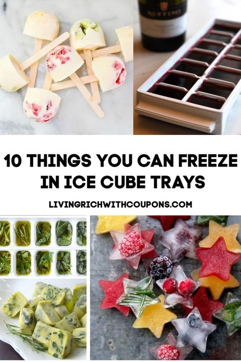 Who knew ice cube trays were so useful?  Here are 10 Things You Can Freeze in Ice Cube Trays! #icecubetrayhacks #icecubetrays #diyicecubetraytips Ice Cube Tray Hacks, Ice Cube Tray Recipes, Ice Cube Recipe, Flavored Ice Cube, Healthy Popsicle Recipes, Flavored Ice Cubes, Large Ice Cube Tray, Freezing Fruit, Fancy Ice