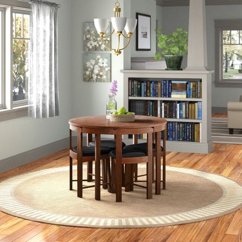 Andover Mills™ Mabelle 4 - Person Dining Set & Reviews | Wayfair Small Eat In Kitchen Table, Small Dining Table Apartment, Profile Matching, Space Saving Table, Dc Apartment, 170 Lbs, Wood Table Bases, Solid Wood Dining Set, 5 Piece Dining Set