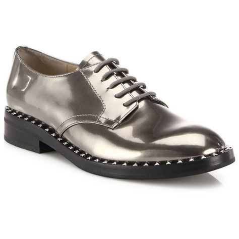 Ash Wonder Metallic Leather Lace-Up Oxfords (1,395 CNY) ❤ liked on Polyvore featuring shoes, oxfords, apparel & accessories, cargo, metallic oxfords, metallic leather shoes, leather oxfords, lace up shoes and ash shoes Metallic Oxfords, Ash Shoes, Shiny Shoes, Studded Loafers, Metallic Shoes, Oxford Dress Shoes, Leather Oxford Shoes, Only Shoes, Sole Shoes