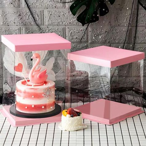 Double Layer Cake, Cheap Gift Bags, Cake Carrier, Cake Packaging, Clear Container, Gift Cake, Birthday Cake Decorating, Cake Cake, Box Cake