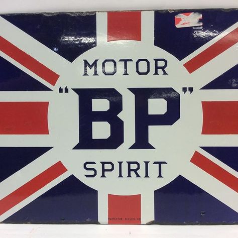 Lot 1450 is a rectangular "BP Motor Spirit" double-sided metal and enamel sign. Approx. 61 cms x 41 cms. - -  #Silver #Jewellery #Watches #Gold #Collectables #Art #Furniture #Auction#Auctions #Exeter #Honiton #Devon #UpcomingAuction #thesaleroom  #Whittons #garageana #automobilia #vintageenamelsigns #vintageoilcans #vintagefuelcans # fuel #oil #motor #whittonsauctions Retro Quotes, Station Service, Porcelain Signs, Old Logo, Uk Flag, Metal Wall Sign, Easy Wall, Advertising Signs, Wall Mounting